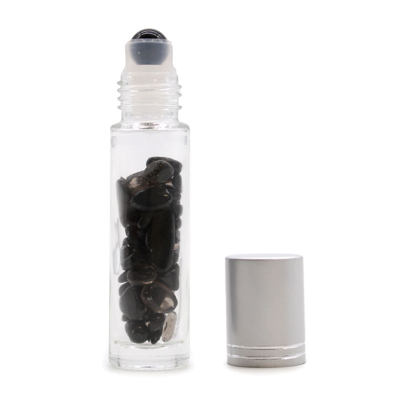 Flacon Roll-on Huile Essentielle & Pierres Précieuses - Tourmaline Noire - Bouchon Argenté