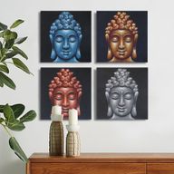 Lot de 4 Têtes de Bouddha Détail Sable - 40x40cm