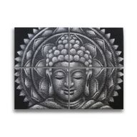 Bouddha Mandala Gris Détail Brocart - 30x40cm x 4
