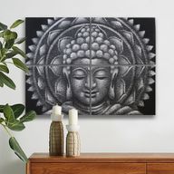 Bouddha Mandala Gris Détail Brocart - 30x40cm x 4