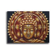 Bouddha Mandala Doré Détail Brocart - 30x40cm x 4