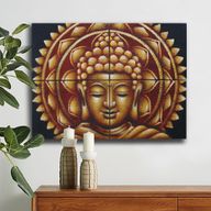 Bouddha Mandala Doré Détail Brocart - 30x40cm x 4