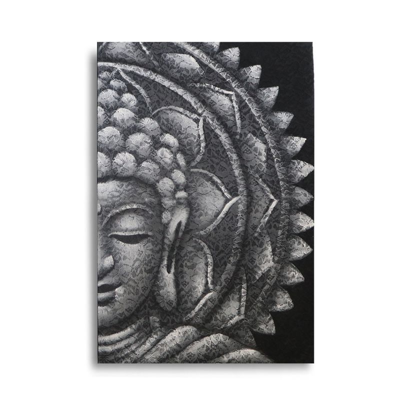 Mandala Demi Bouddha Gris - 60x80cm