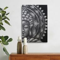 Mandala Demi Bouddha Gris - 60x80cm