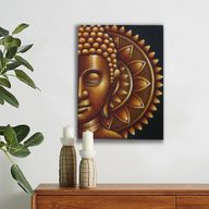 Mandala Demi Bouddha Doré - 60x80cm