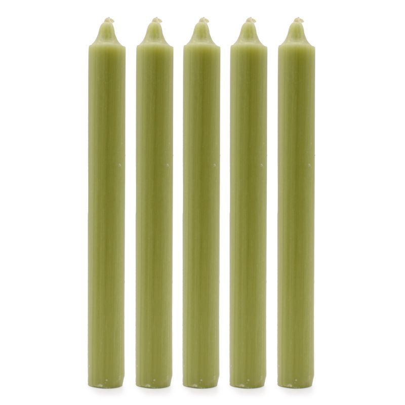 Bougies de Table de couleur unie en vrac - Olive rustique - Paquet de 100