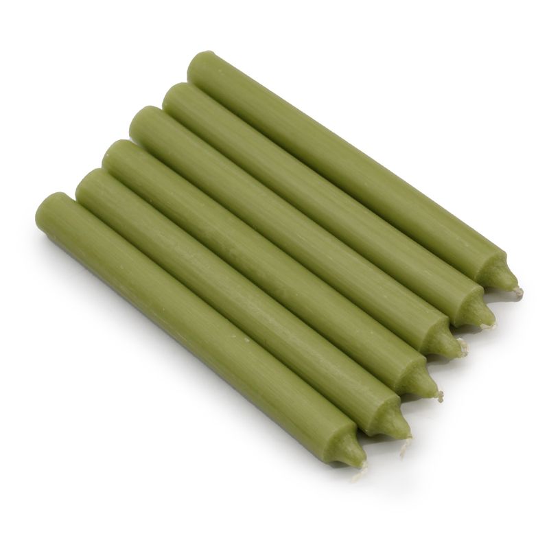 Bougies de Table de couleur unie en vrac - Olive rustique - Paquet de 100