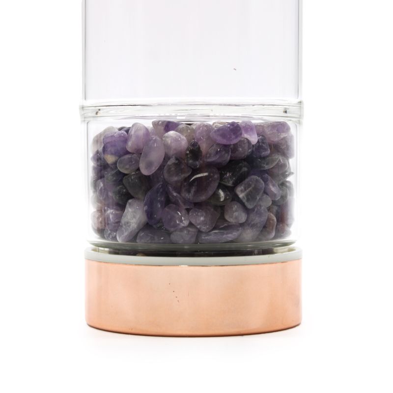 Bouteille Infuseur à Thé en Verre de Cristal - Or Rose - Améthyste