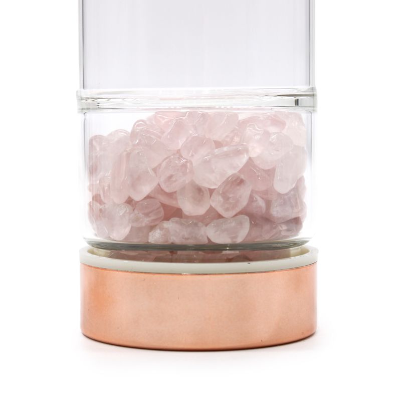 Bouteille Infuseur à Thé en Verre de Cristal - Or Rose - Quartz Rose