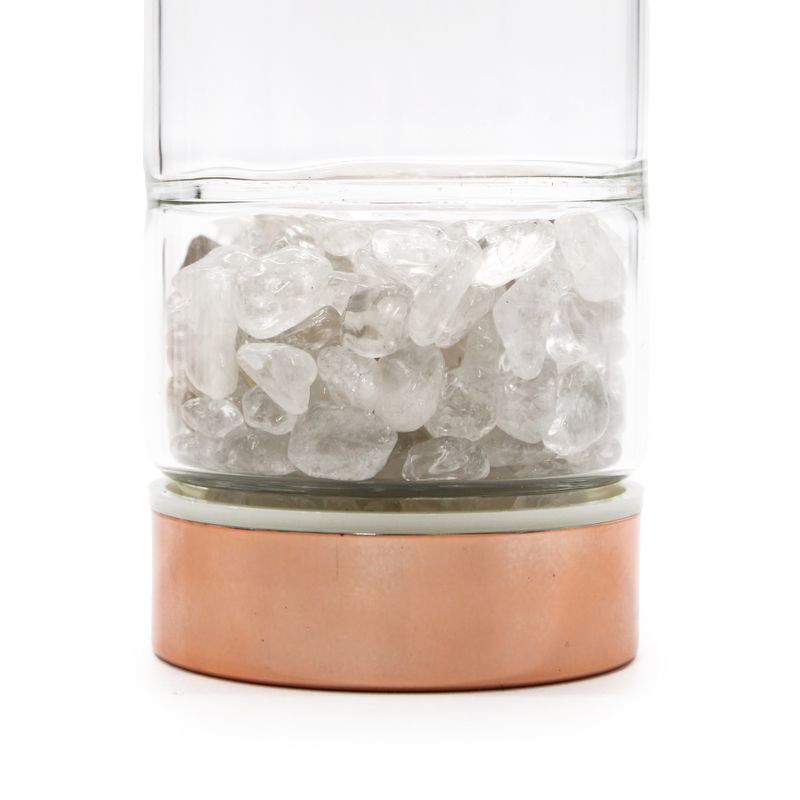 Bouteille Infuseur à Thé en Verre de Cristal - Or Rose - Quartz Roche