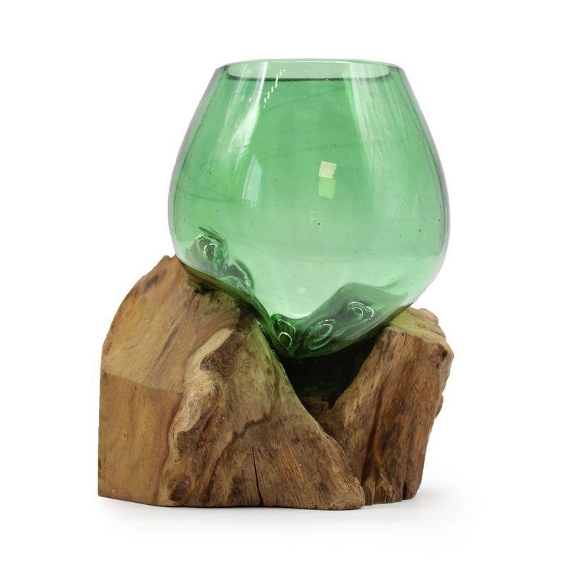 Petit Bol sur Bois en verre recyclé