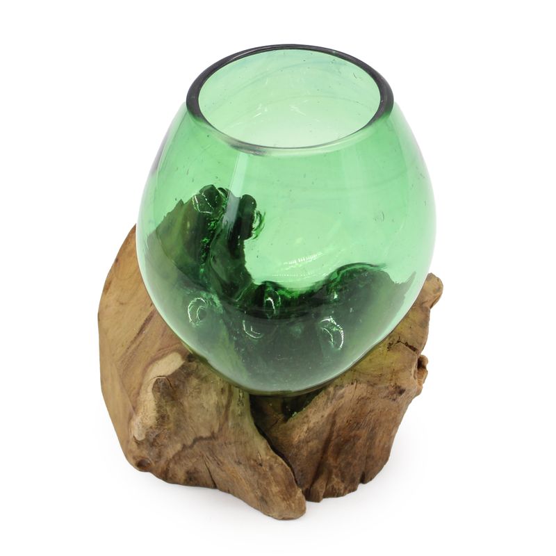 Petit Bol sur Bois en verre recyclé