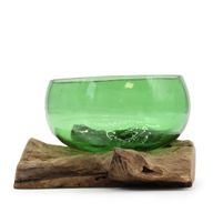 Large Bol sur Bois en verre recyclé