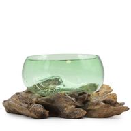 Grand Bol sur Bois en verre recyclé