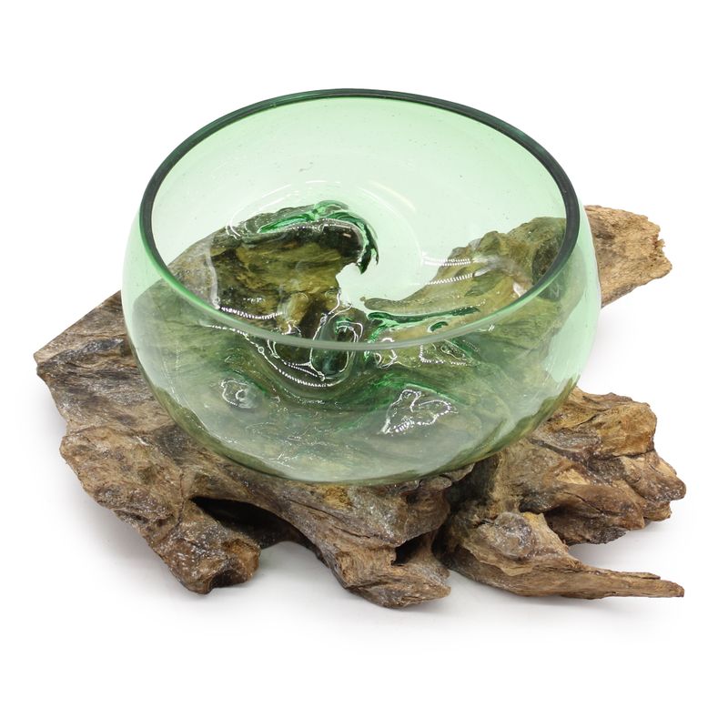 Grand Bol sur Bois en verre recyclé