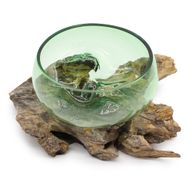 Grand Bol sur Bois en verre recyclé