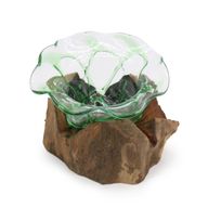 Grand bol à Bonbons sur Bois en verre recyclé