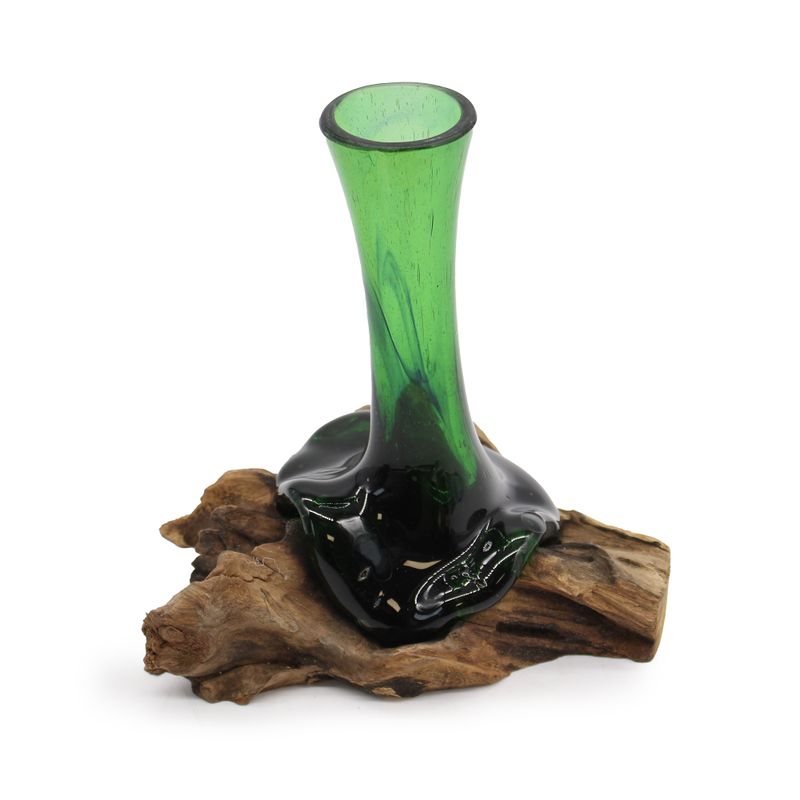 Vase à fleurs sur Bois en verre recyclé