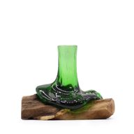 Petit Vase à fleurs sur Bois en verre recyclé
