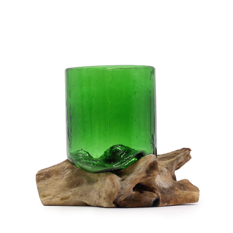 Verre à Bière sur Bois en verre recyclé