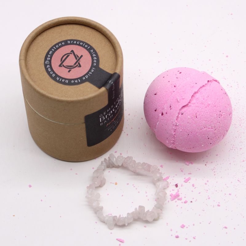 Bombe de Bain avec Bracelet en Pierres Précieuses - Quartz Rose