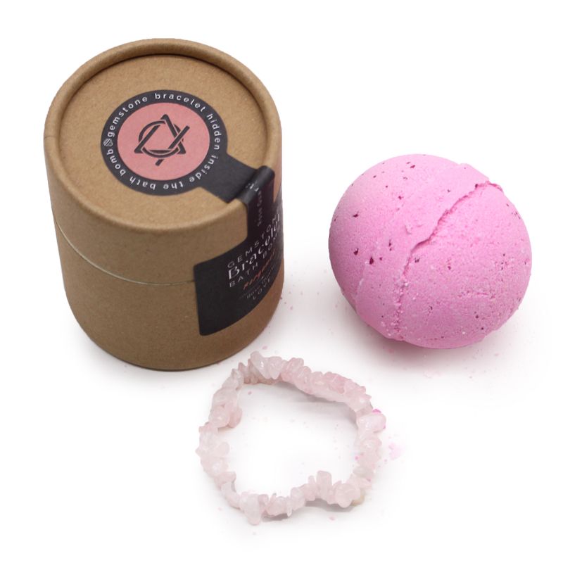 Bombe de Bain avec Bracelet en Pierres Précieuses - Quartz Rose