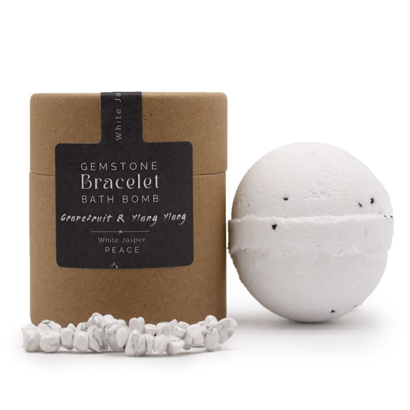 Bombe de Bain avec Bracelet en Pierres Précieuses - Jaspe blanc