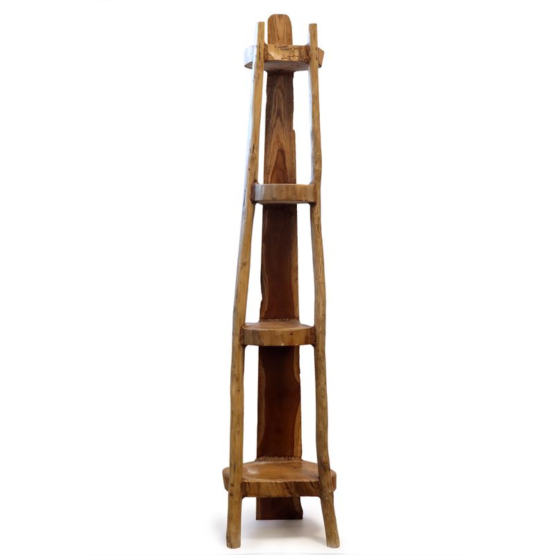 Meuble d'angle en Teck Naturel 4 étagères - 135cm de hauteur