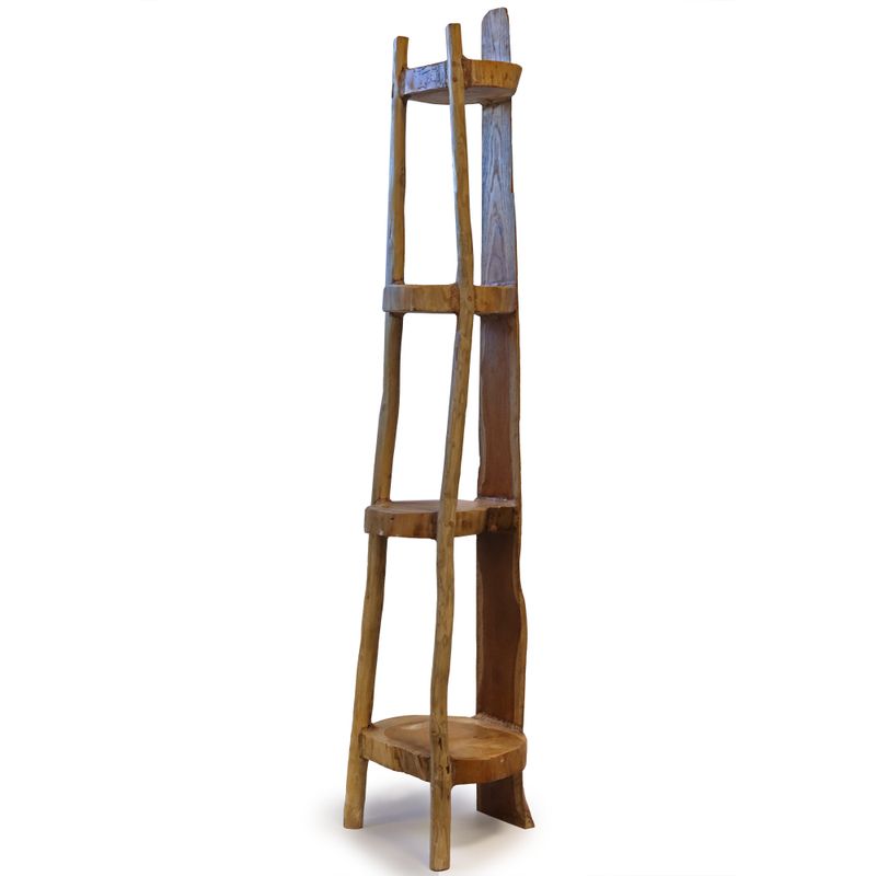 Meuble d'angle en Teck Naturel 4 étagères - 135cm de hauteur