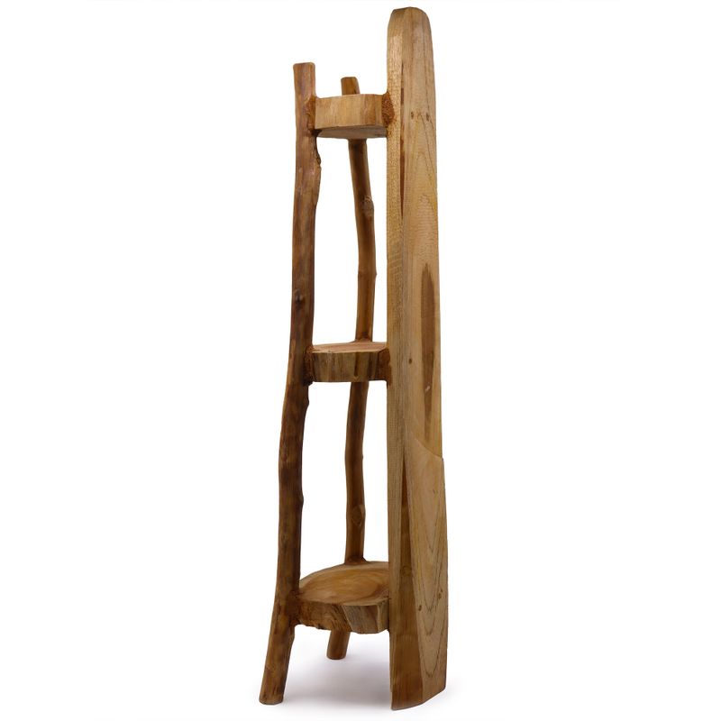 Meuble d'angle en Teck Naturel 3 étagères - 90cm de hauteur