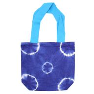 Sac en Coton Naturel Tie-Dye (8 oz) - 38x42x12cm - Anneaux Bleus - Anse Bleue