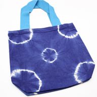 Sac en Coton Naturel Tie-Dye (8 oz) - 38x42x12cm - Anneaux Bleus - Anse Bleue