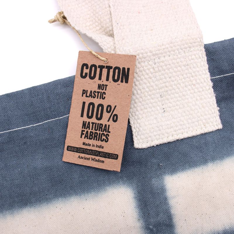 Sac en Coton Naturel Tie-Dye (8 oz) - 38x42x12cm - Anneaux Bleus - Anse Bleue