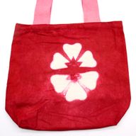 Sac en Coton Naturel Tie-Dye (8 oz) - 38x42x12cm - Fleur  - Anse rose
