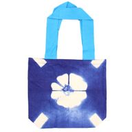 Sac en Coton Naturel Tie-Dye (8 oz) - 38x42x12cm - Fleur - Anse Bleue