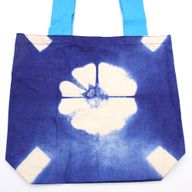 Sac en Coton Naturel Tie-Dye (8 oz) - 38x42x12cm - Fleur - Anse Bleue