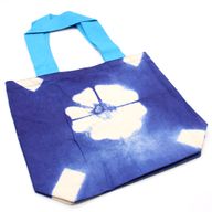 Sac en Coton Naturel Tie-Dye (8 oz) - 38x42x12cm - Fleur - Anse Bleue