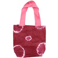 Sac en Coton Naturel Tie-Dye (8 oz) - 38x42x12cm - Anneaux Bordeaux - Anse Rose