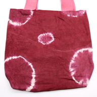 Sac en Coton Naturel Tie-Dye (8 oz) - 38x42x12cm - Anneaux Bordeaux - Anse Rose
