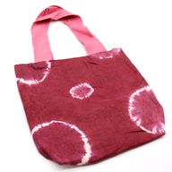 Sac en Coton Naturel Tie-Dye (8 oz) - 38x42x12cm - Anneaux Bordeaux - Anse Rose