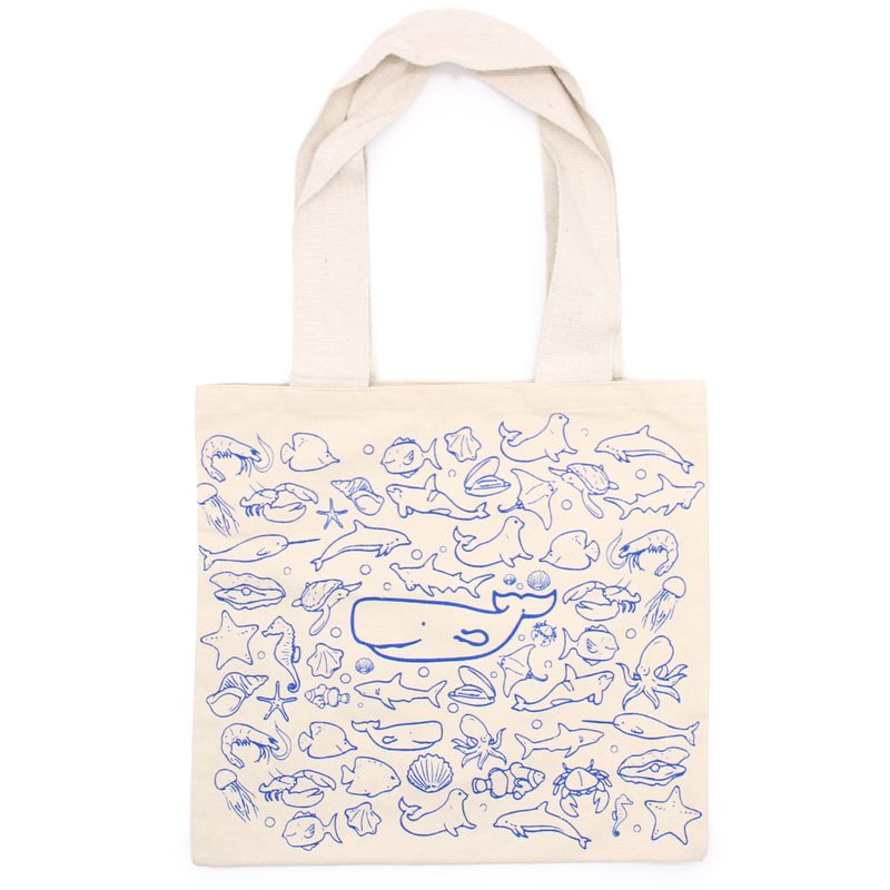 Grand Cabas en coton - 38x42cm - Vie Marine - 10oz
