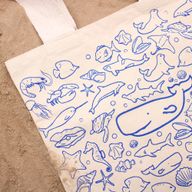 Grand Cabas en coton - 38x42cm - Vie Marine - 10oz