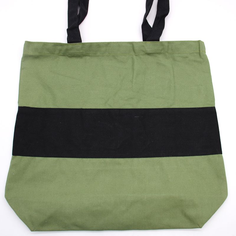 Sac en Coton Bicolore - 38x42x12cm - Vert & Noir - 10oz