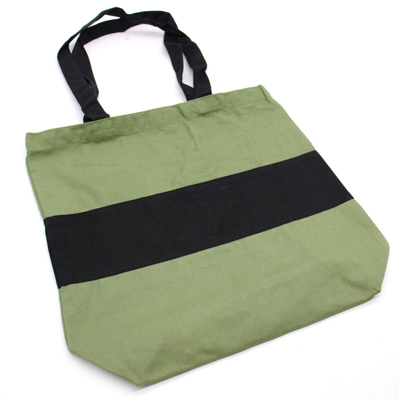 Sac en Coton Bicolore - 38x42x12cm - Vert & Noir - 10oz