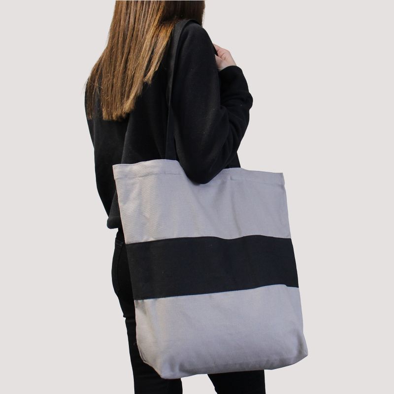 Sac en Coton Bicolore - 38x42x12cm - Bleu & Naturel - 10oz