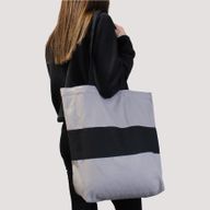 Sac en Coton Bicolore - 38x42x12cm - Bleu & Naturel - 10oz