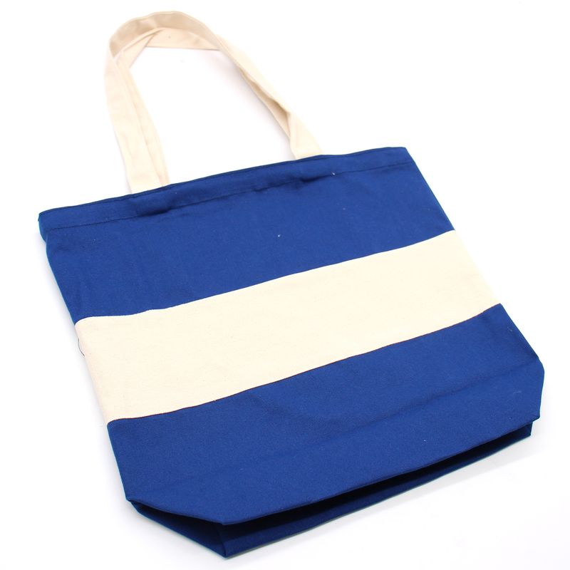 Sac en Coton Bicolore - 38x42x12cm - Bleu & Naturel - 10oz