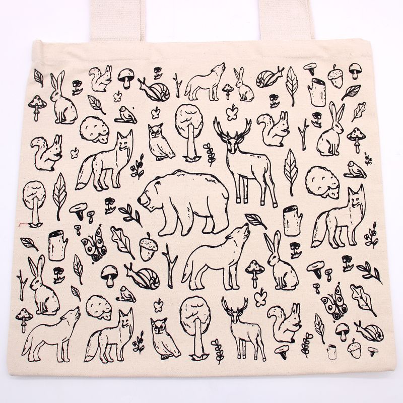 Grand Cabas en coton - 38x42cm - Vie Forestière - 10oz