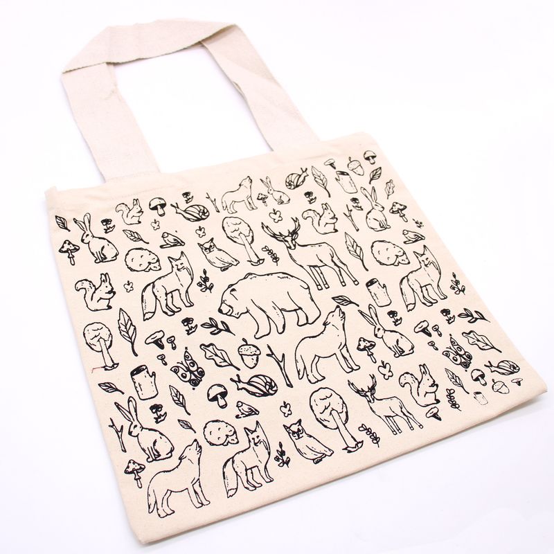 Grand Cabas en coton - 38x42cm - Vie Forestière - 10oz
