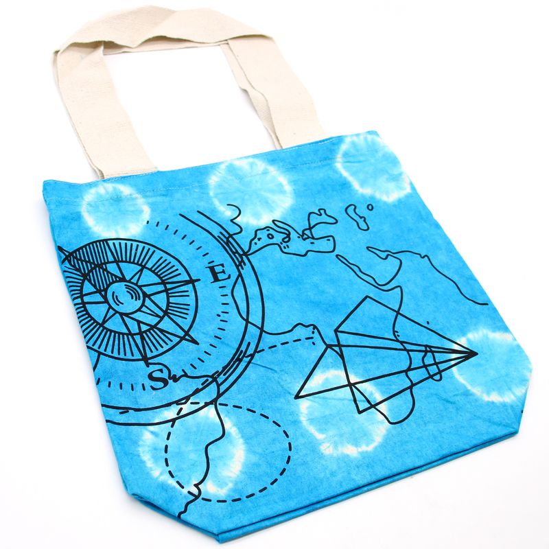 Sac en Coton Tye-Dye (6oz) - 38x42x12cm - Boussole - Bleu - Anse Naturelle